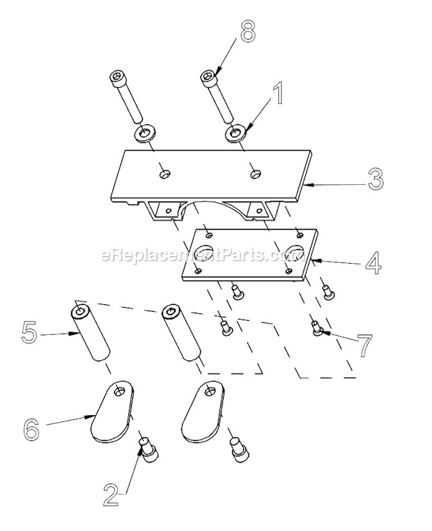 Rail Saw Material Clamp Diagram and Parts List for BD1272  Barranca Diamond Chop Saw